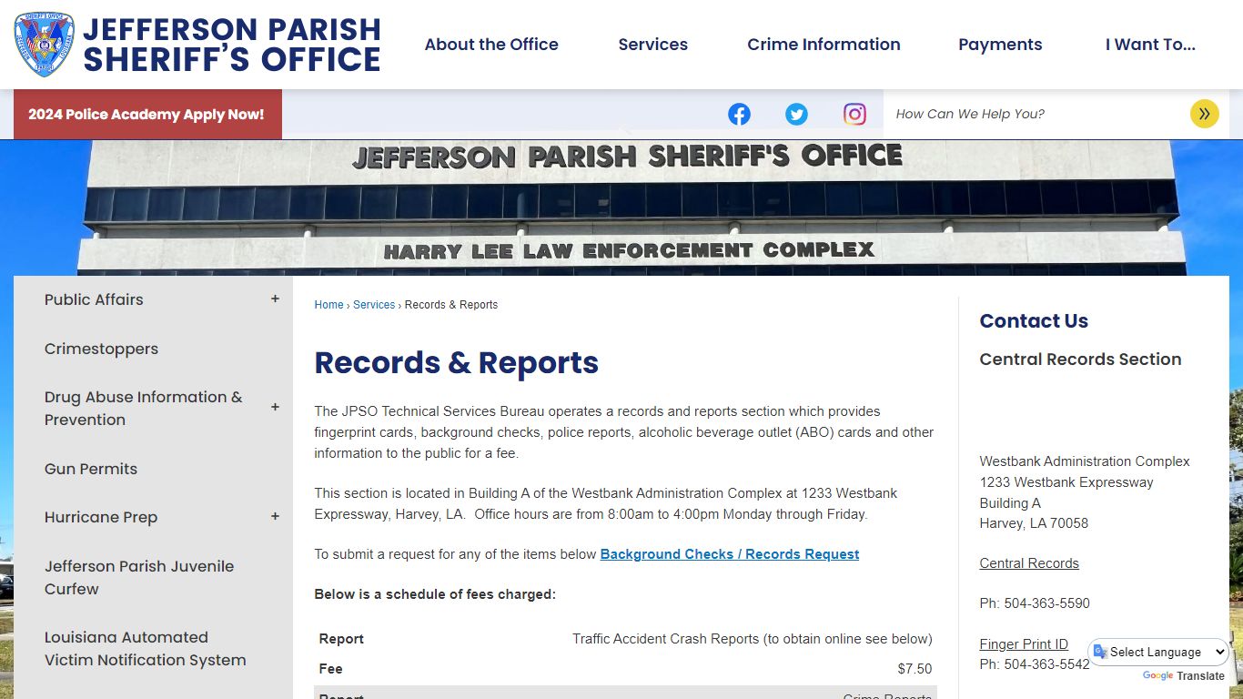 Records & Reports | Jefferson Parish Sheriff, LA - Official Website - JPSO